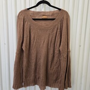 POL Scoop Neck Knit Top in Rust